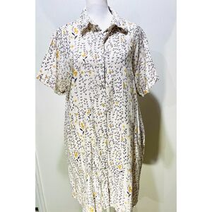 Rachel Zoe Linen midi dress dixi floral side packets casual women's M New